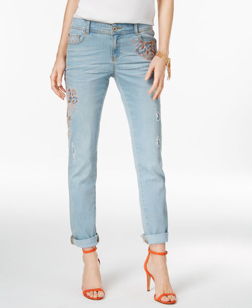 INC International Concepts Embroidered Straight Leg Jeans